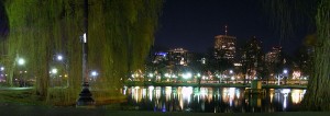 Boston Public Garden at night